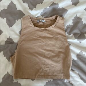 Zara Beige Sleeveless Crop Top
